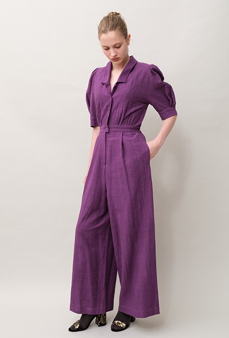 Cotton Slub Khadi Puff Sleeve Tailor Salopette 