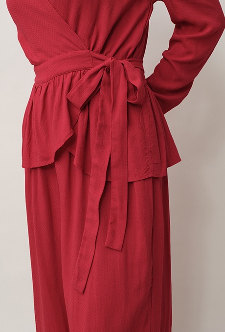 Rayon Dot Dobby Wrap Peplum Salopette