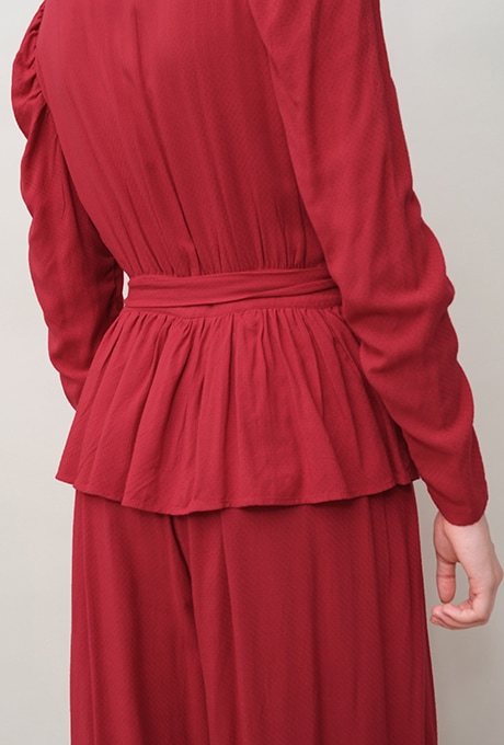 Rayon Dot Dobby Wrap Peplum Salopette