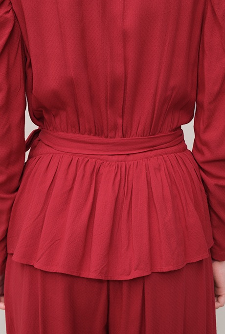 Rayon Dot Dobby Wrap Peplum Salopette