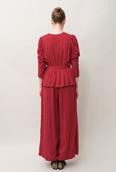 Rayon Dot Dobby Wrap Peplum Salopette