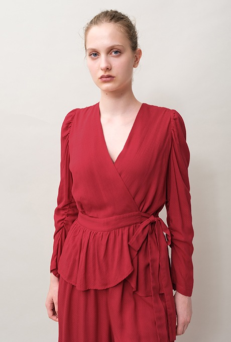 Rayon Dot Dobby Wrap Peplum Salopette