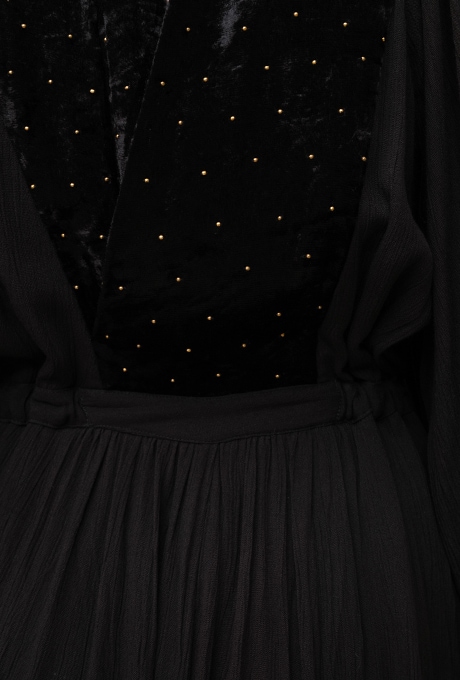 Rayon Crape Velvet Beaded High Neck Salopette