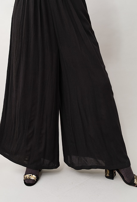 Rayon Crape Velvet Beaded High Neck Salopette