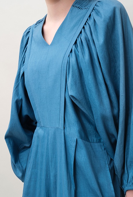 Cotton Satin Gather Sleeve Salopette 