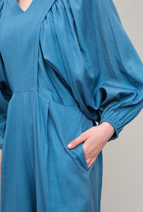 Cotton Satin Gather Sleeve Salopette 