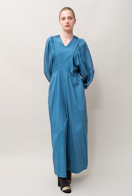 Cotton Satin Gather Sleeve Salopette 