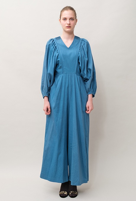 Cotton Satin Gather Sleeve Salopette 