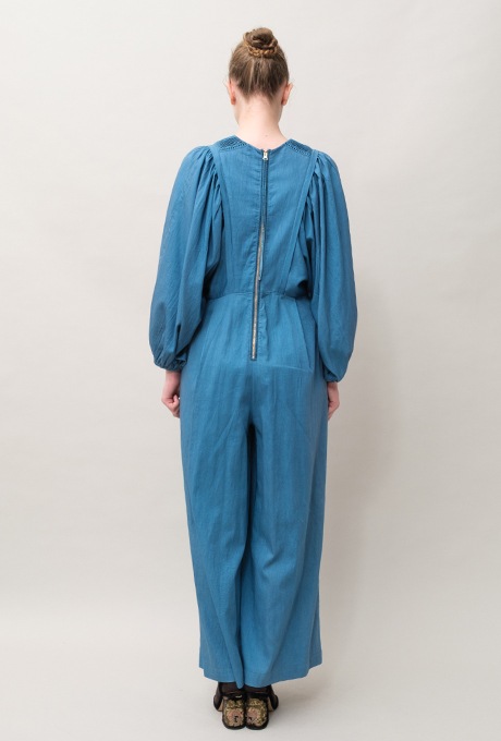 Cotton Satin Gather Sleeve Salopette 