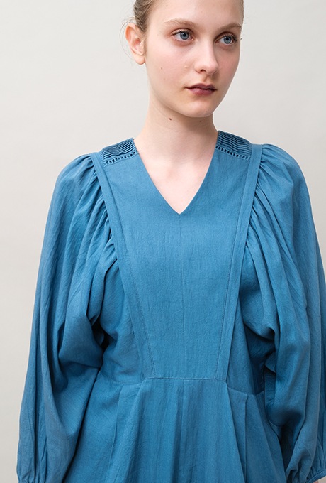 Cotton Satin Gather Sleeve Salopette 