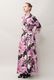 Flower Print Cotton Wrap Long Dress 