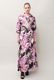 Flower Print Cotton Wrap Long Dress 