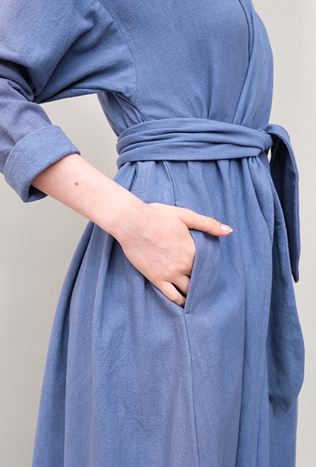 Cotton Slub Khadi Gown Middle Dress