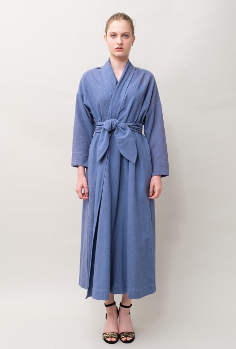 Cotton Slub Khadi Gown Middle Dress