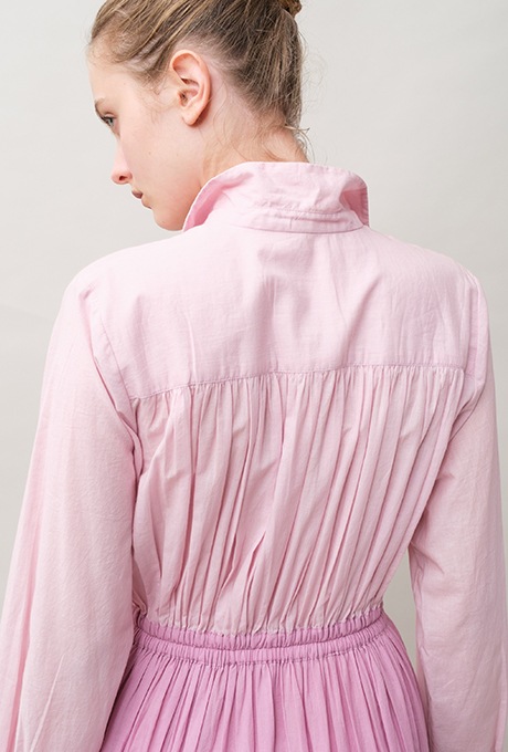 Cotton Gradation Color Gather Tiered Long Dress 