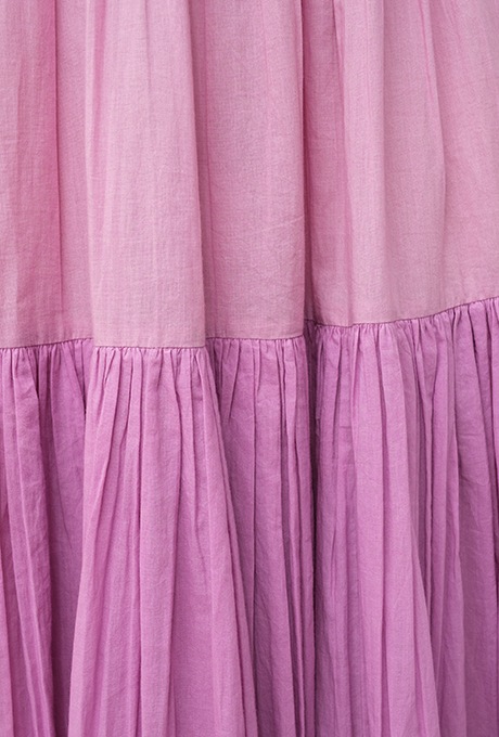 Cotton Gradation Color Gather Tiered Long Dress 