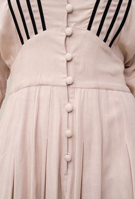 Velvet Tape Rayon Dolman Tuck Flare Middle Dress 