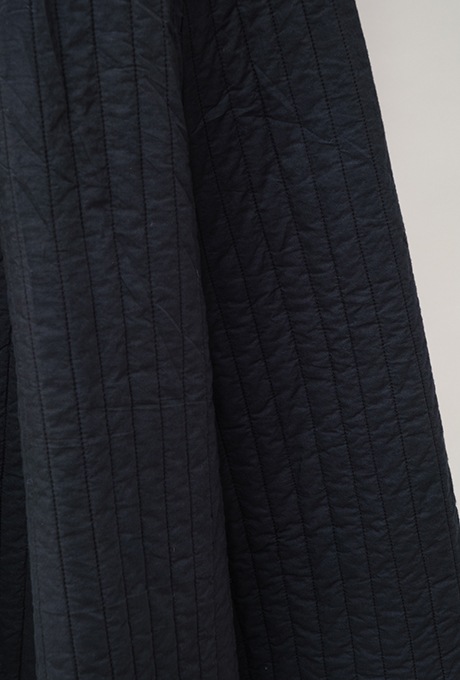 Cotton Silk Flock Print Quilting Flare Middle Dress  