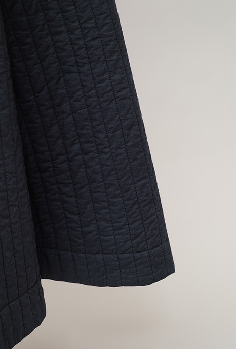 Cotton Silk Flock Print Quilting Flare Middle Dress  