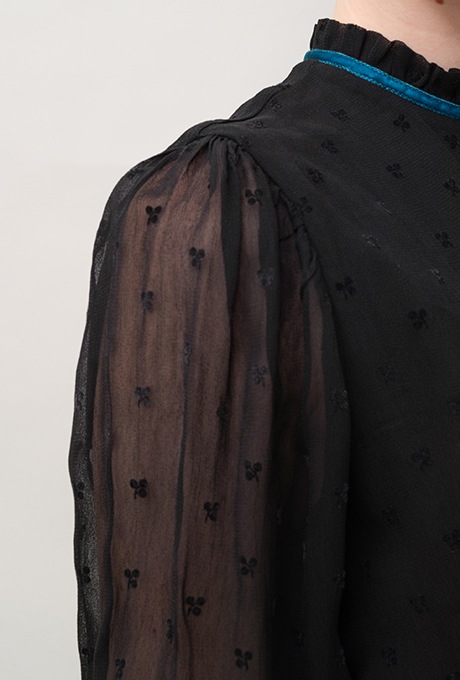 Flock Print Rayon Georgette Middle Dress 