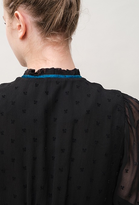 Flock Print Rayon Georgette Middle Dress 