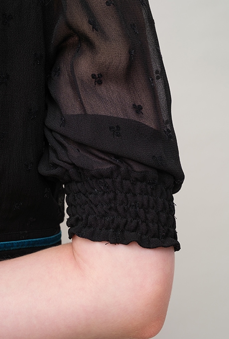 Flock Print Rayon Georgette Middle Dress 