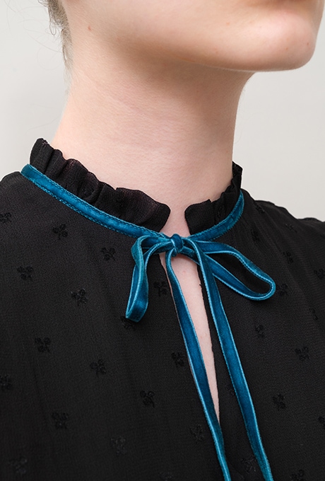 Flock Print Rayon Georgette Middle Dress 