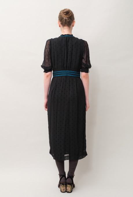 Flock Print Rayon Georgette Middle Dress 