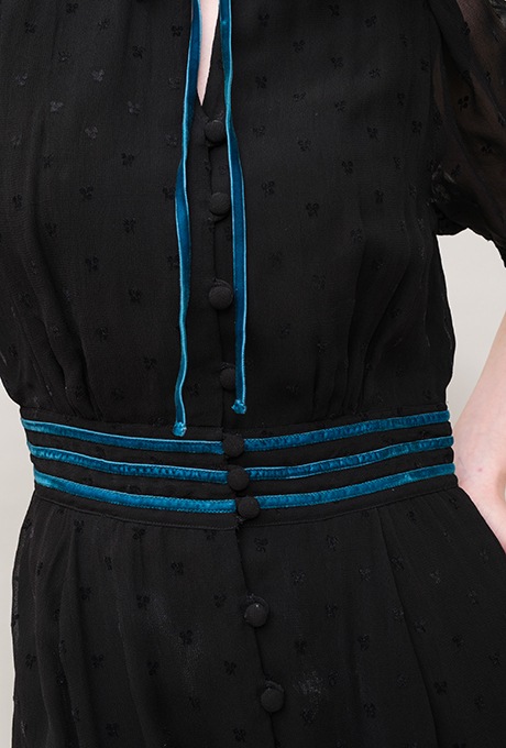 Flock Print Rayon Georgette Middle Dress 