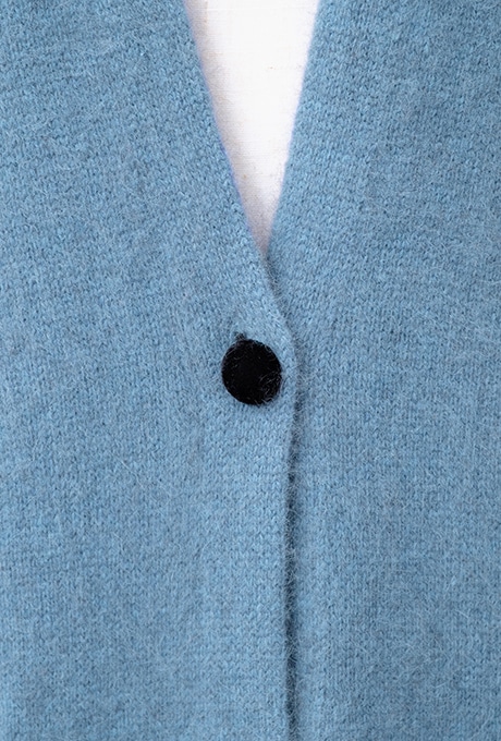 Wool Long Knit Gown Velvet Button