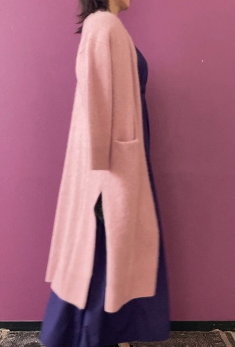 Wool Long Knit Gown Velvet Button