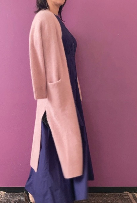 Wool Long Knit Gown Velvet Button