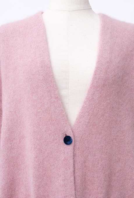 Wool Long Knit Gown Velvet Button