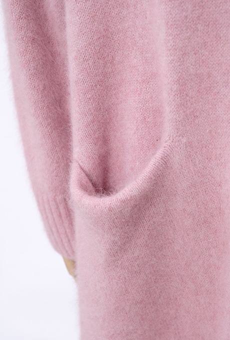 Wool Long Knit Gown Velvet Button