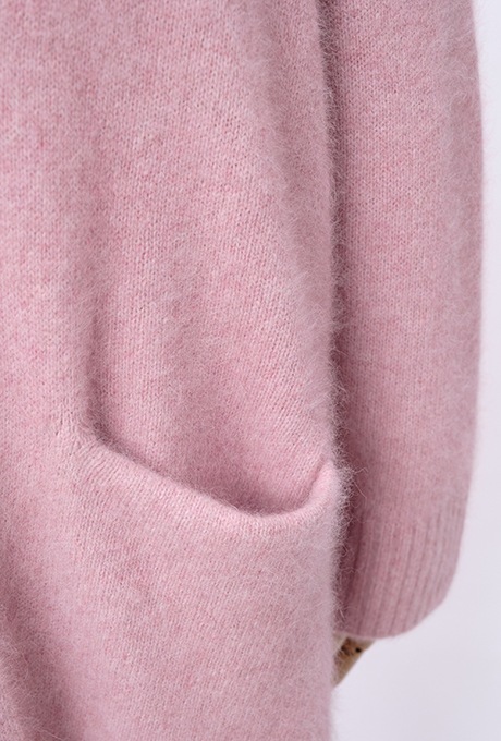 Wool Long Knit Gown Velvet Button