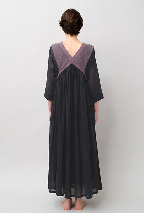 Cotton Gauze Frill Dolman Sleeve Gather Long Dress