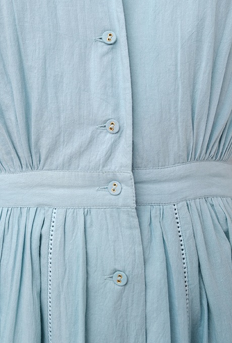 Tailored Ladder Lace Cotton Flare Long Dress