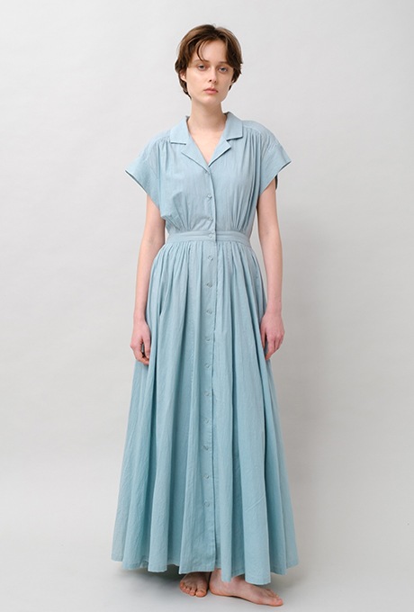 Tailored Ladder Lace Cotton Flare Long Dress