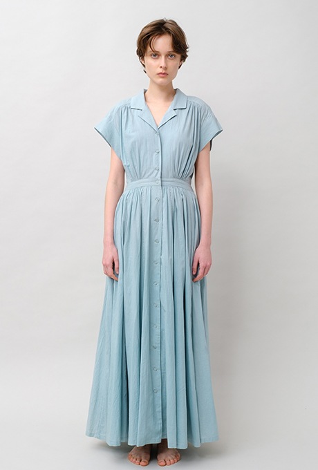 Tailored Ladder Lace Cotton Flare Long Dress