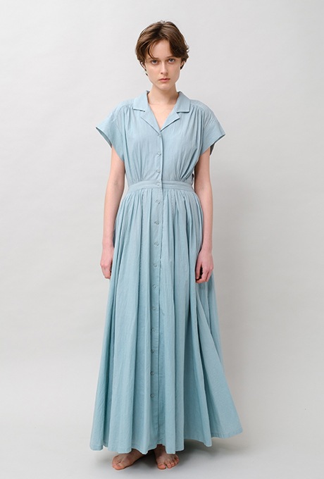Tailored Ladder Lace Cotton Flare Long Dress