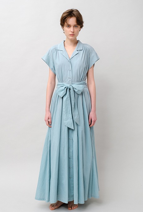 Tailored Ladder Lace Cotton Flare Long Dress