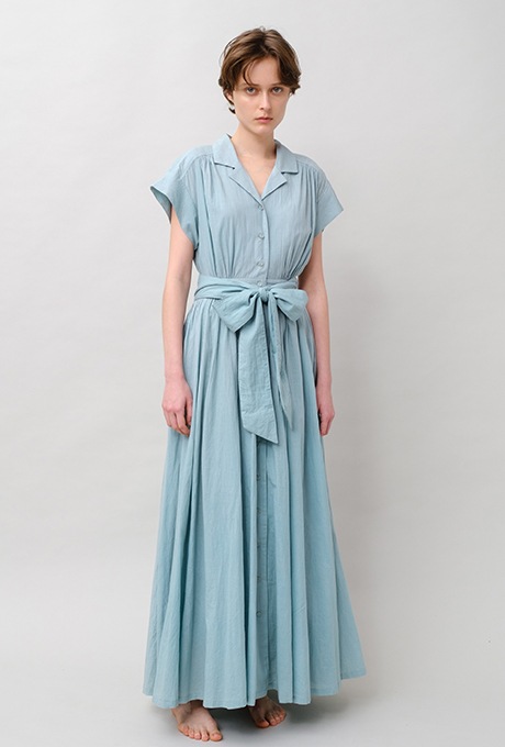 Tailored Ladder Lace Cotton Flare Long Dress