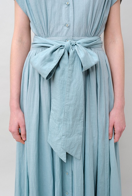 Tailored Ladder Lace Cotton Flare Long Dress