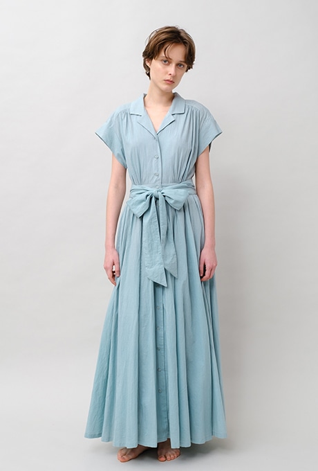 Tailored Ladder Lace Cotton Flare Long Dress
