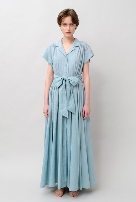 Tailored Ladder Lace Cotton Flare Long Dress