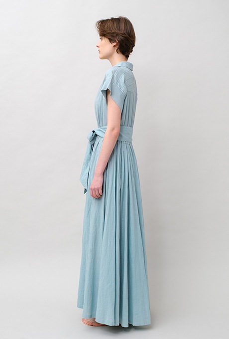 Tailored Ladder Lace Cotton Flare Long Dress
