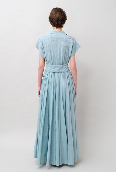 Tailored Ladder Lace Cotton Flare Long Dress