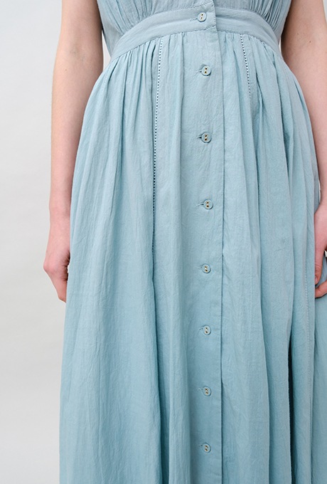 Tailored Ladder Lace Cotton Flare Long Dress