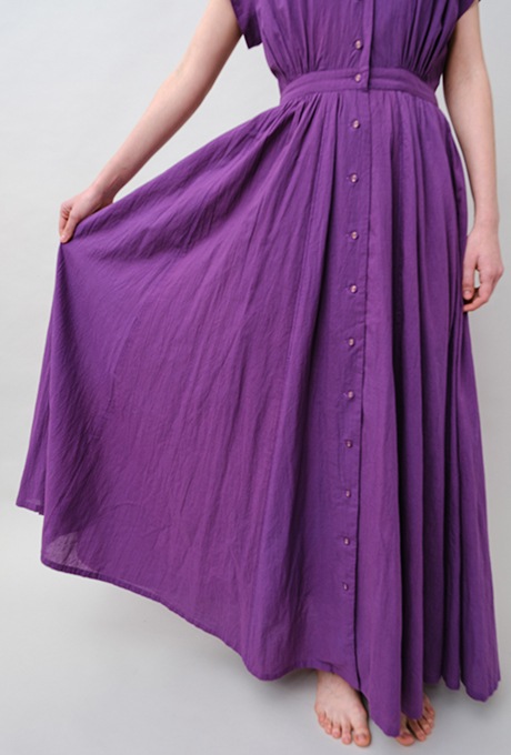 Tailored Ladder Lace Cotton Flare Long Dress