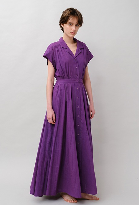 Tailored Ladder Lace Cotton Flare Long Dress